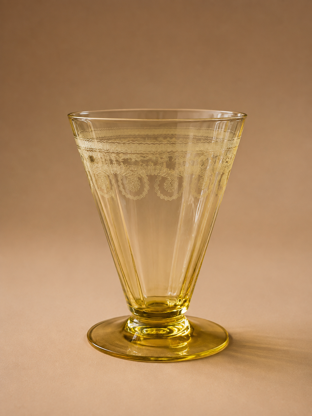 Etched Footed Glass