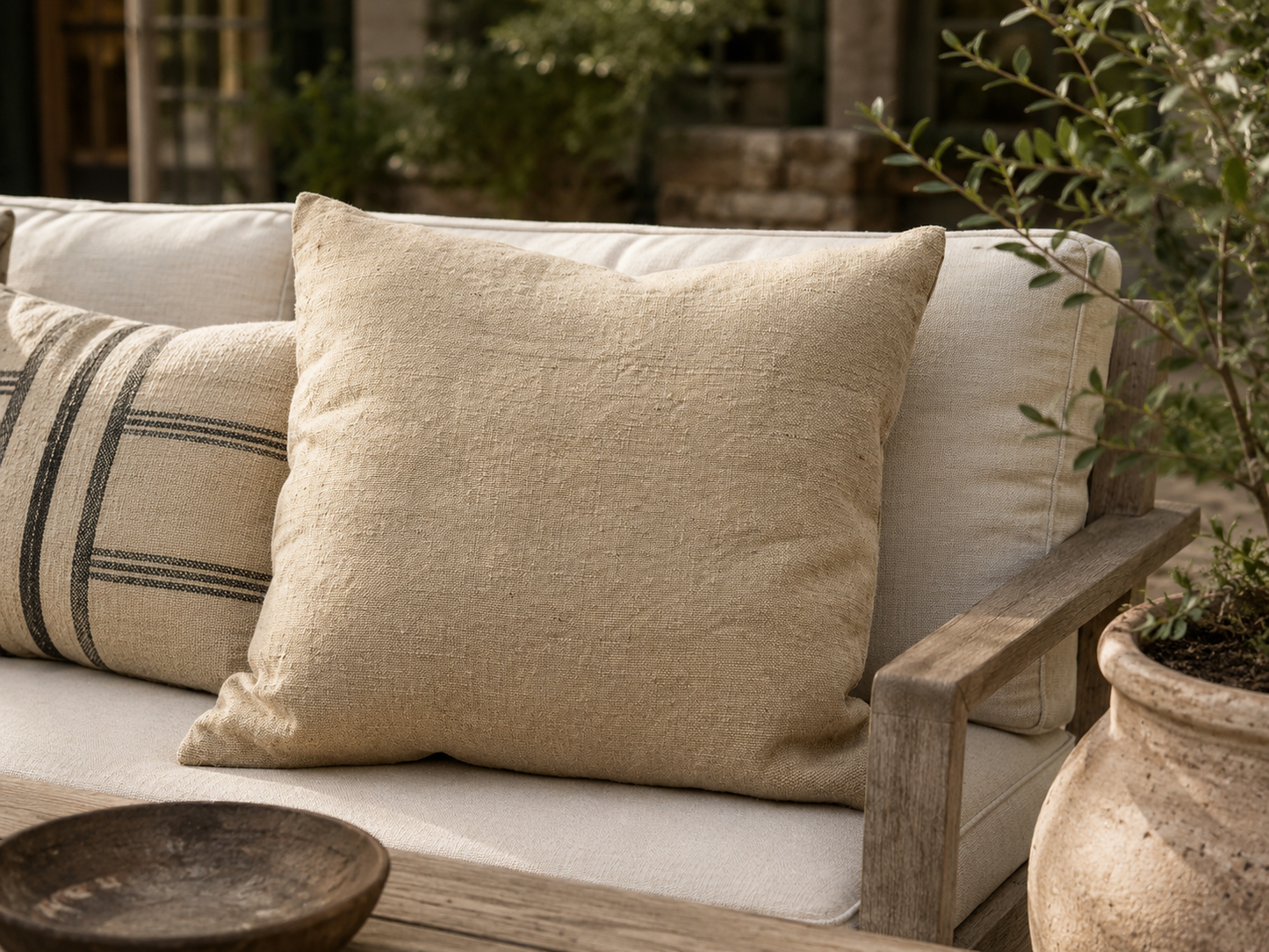 Burlap Accent Throw Pillow