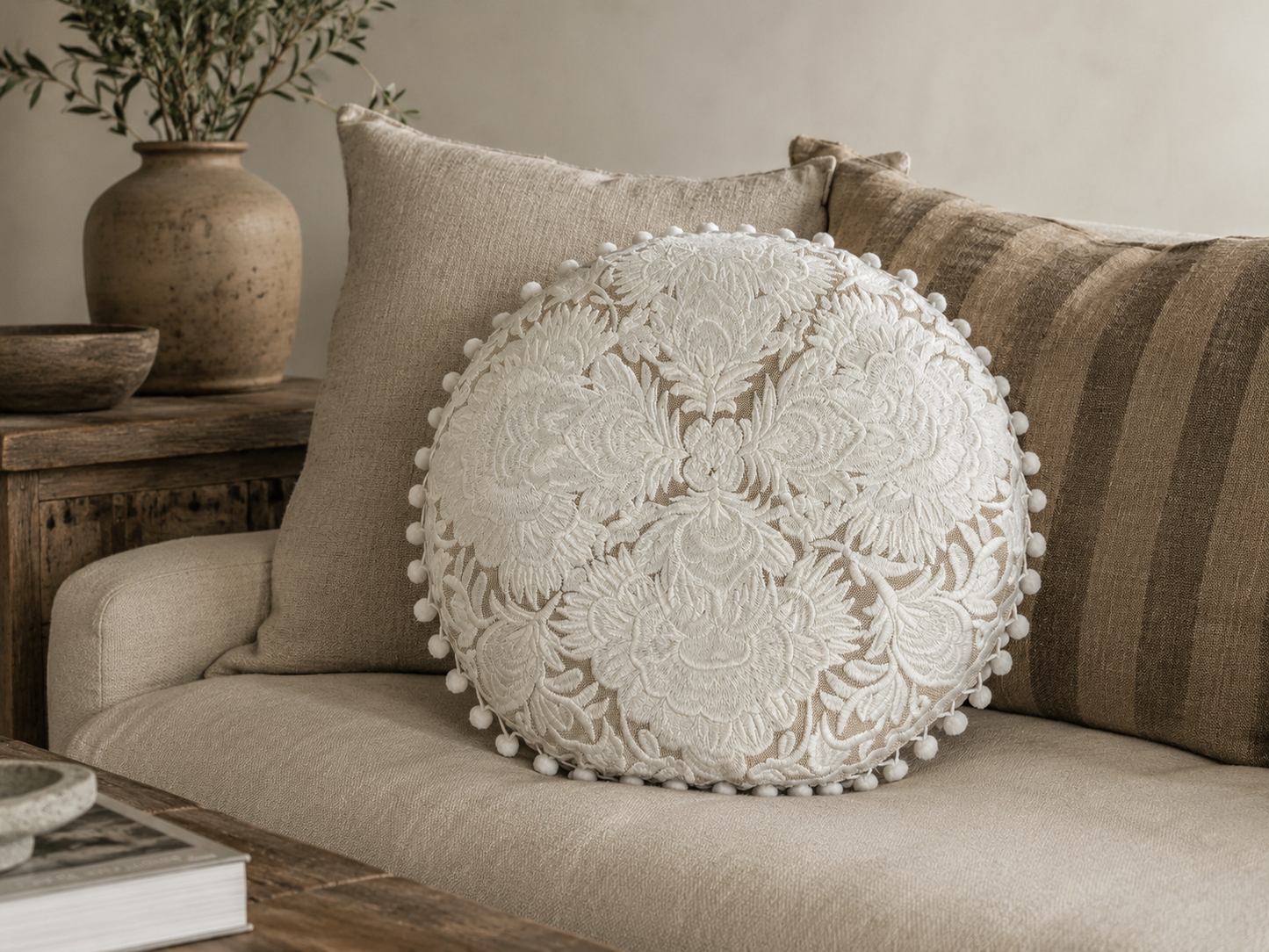 Embroidered Throw Pillow