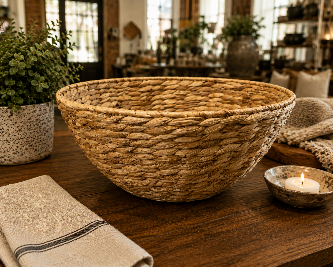 Handwoven Water Hyacinth Basket