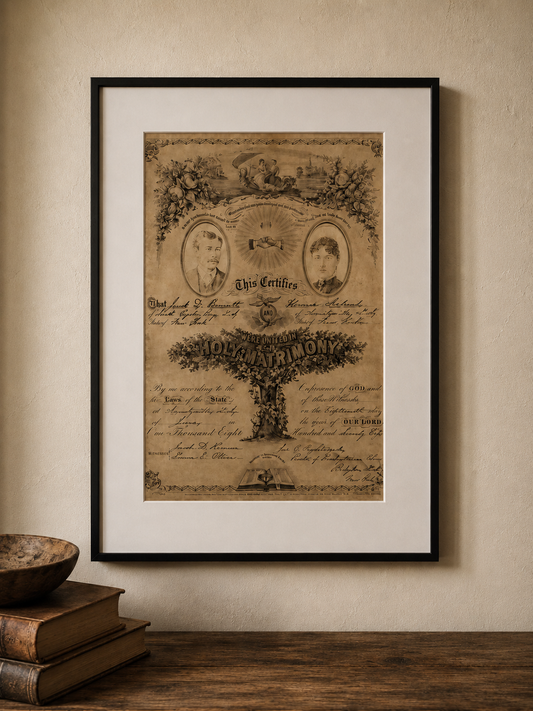 1875 Marriage Certificate Framed