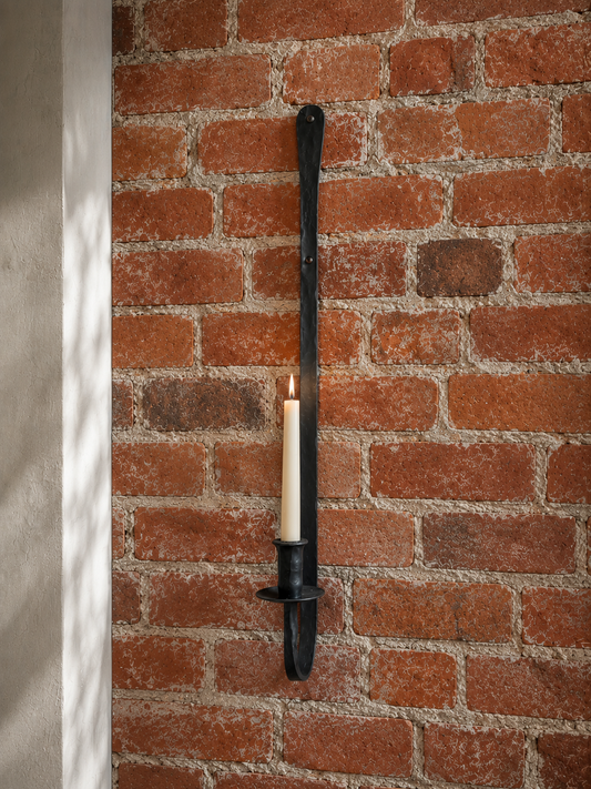 Hand-Forged Iron Taper Wall Sconce