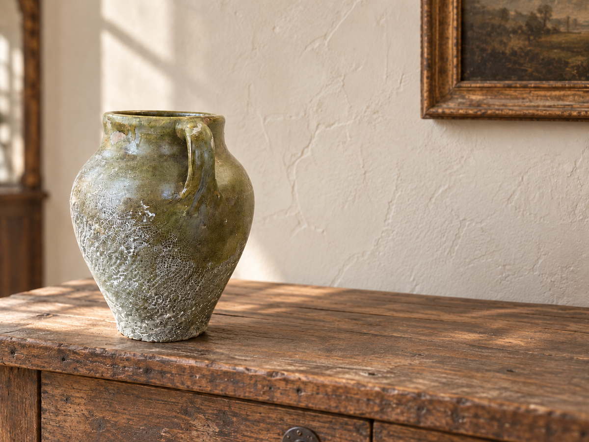 Vintage Glazed Olive Jar