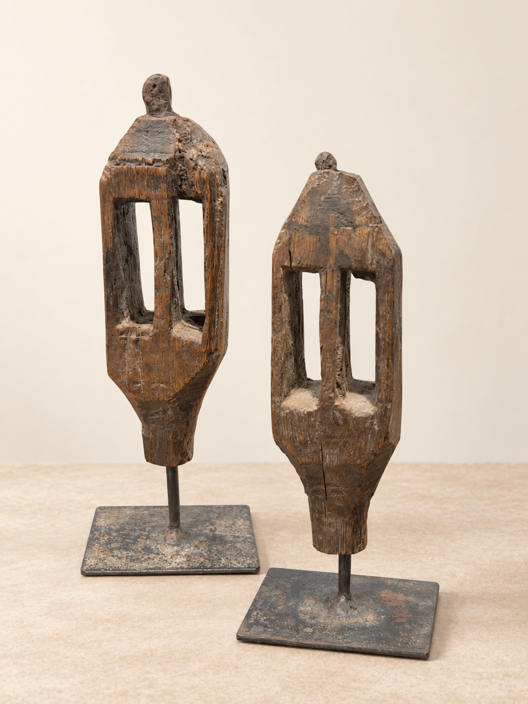 Rustic Carved Wood on Stands