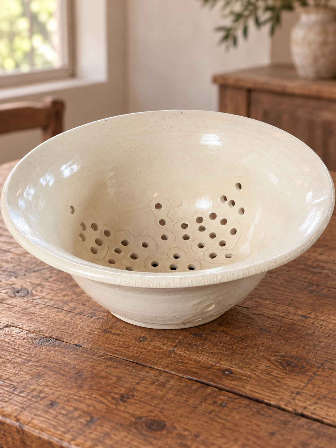 Handcrafted Signed Pottery Colander