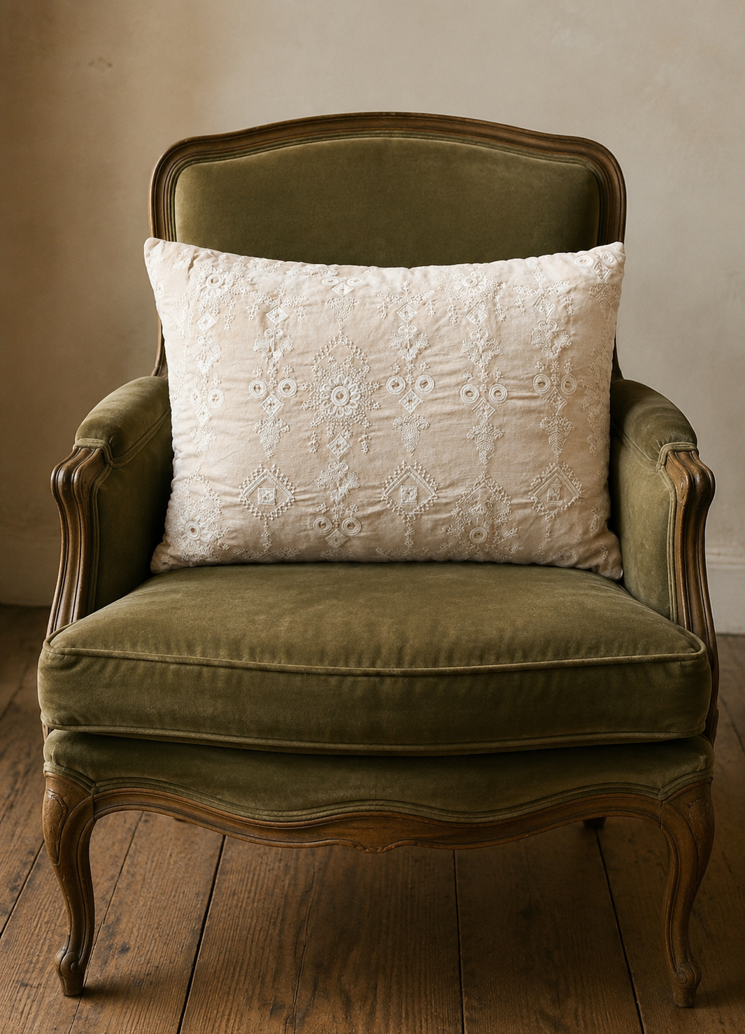 Velvet embroidered Indian pillow