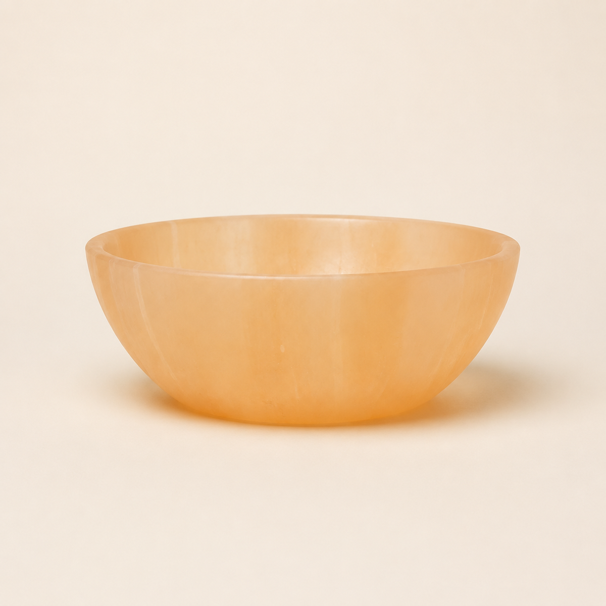 Peach Selenite Round Bowl