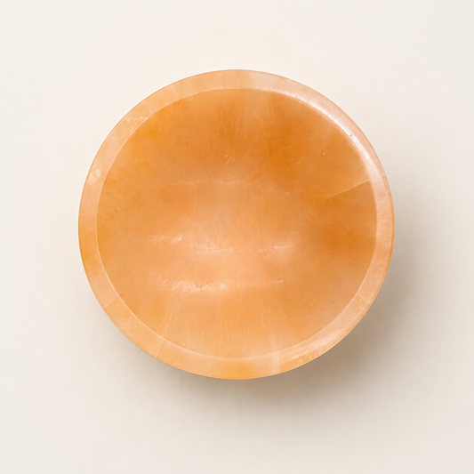Peach Selenite Round Bowl