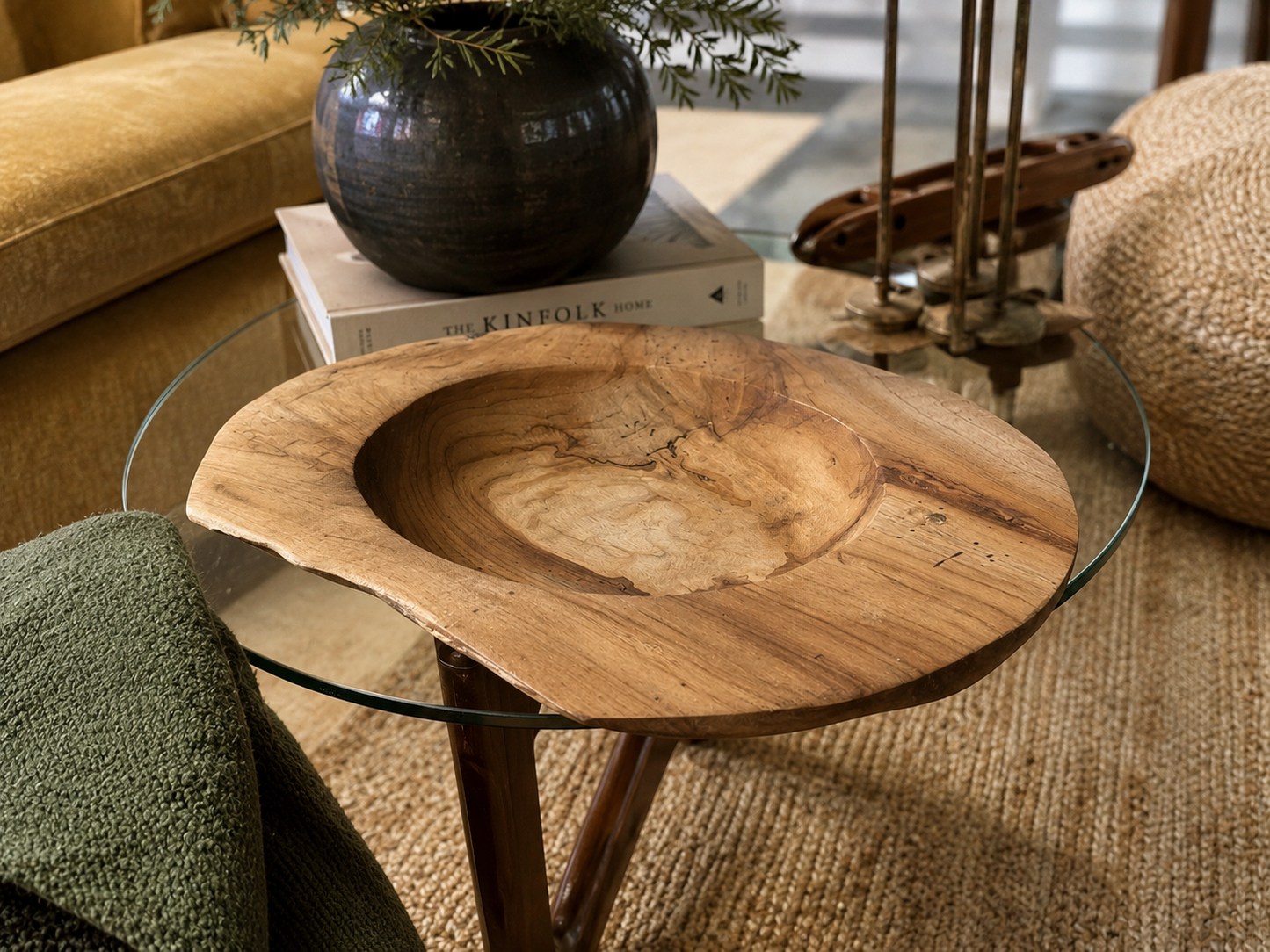 Solid Shallow Teak Root Bowl