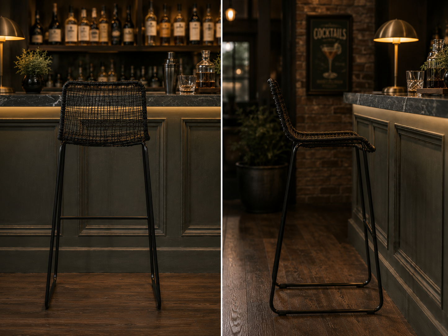 Natural Bar Stool (Black)