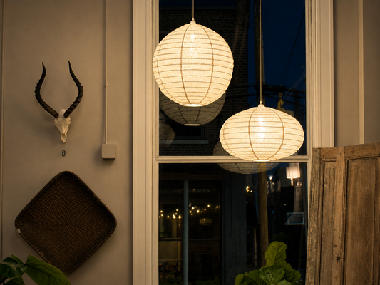 Round Shape Linen Pendant Light Shade: Natural 24”