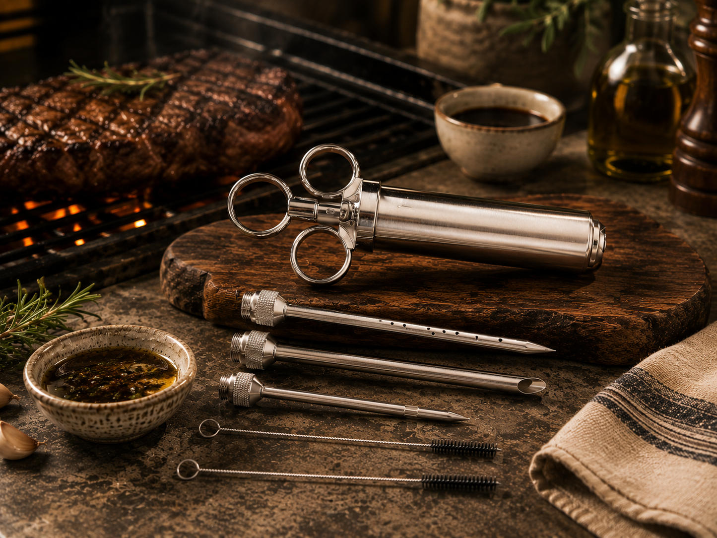 6 Piece Meat Injector, Stainless Steel