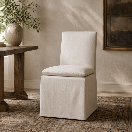 Reyes Cream Slipcoverd Performance Linen Dining Chairs (set of 4)