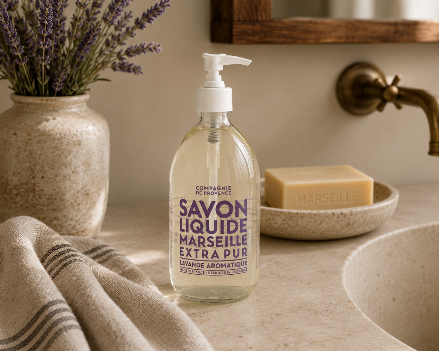 Liquid Marseille Soap Aromatic Lavender 16.7 fl oz Glass