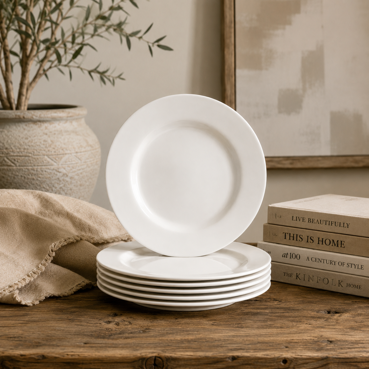 Argon Tableware Classic Wide Rimmed Dinner Plate - 10.5"