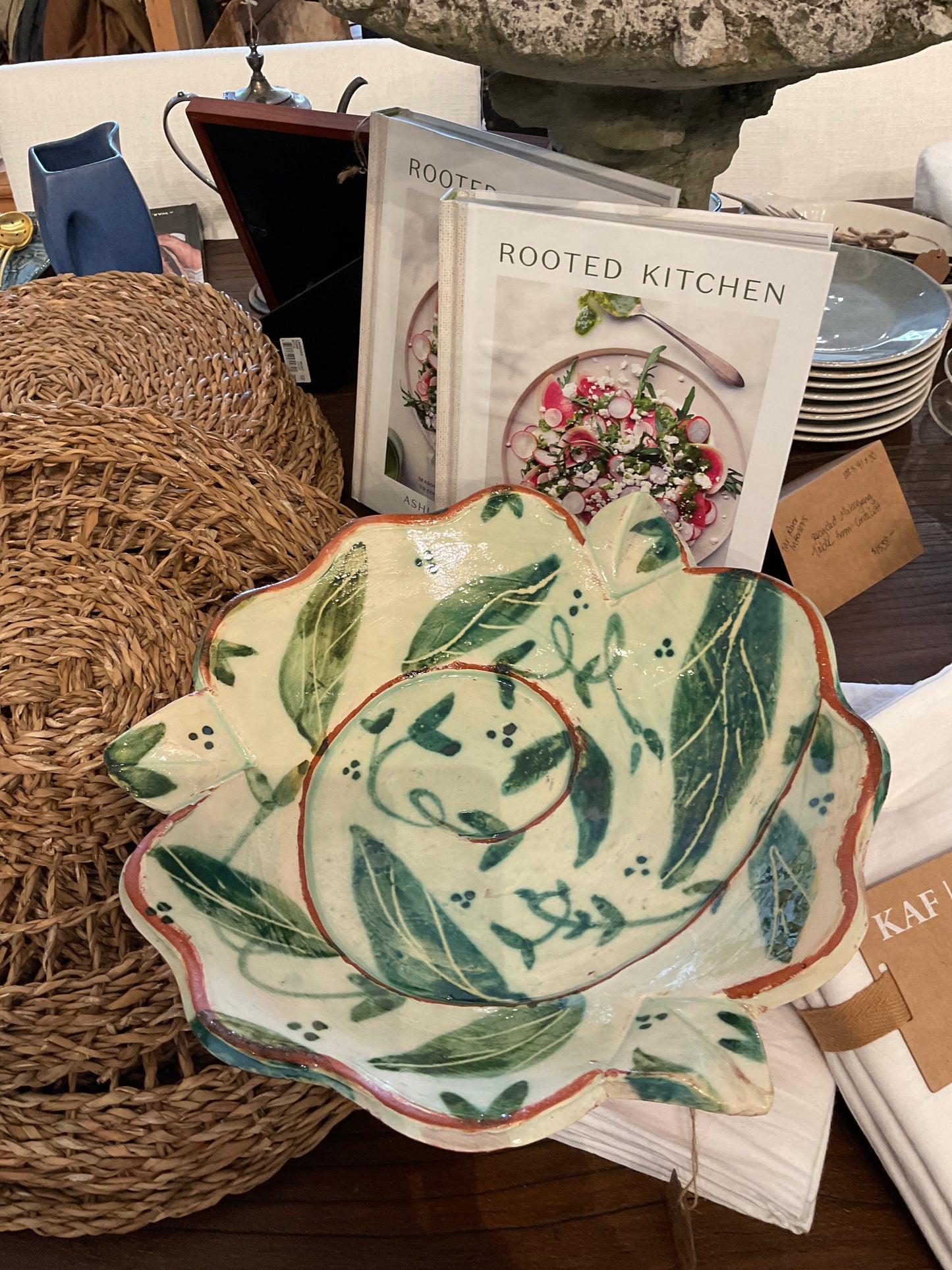 Large Handmade Footed Pottery Art Bowl.