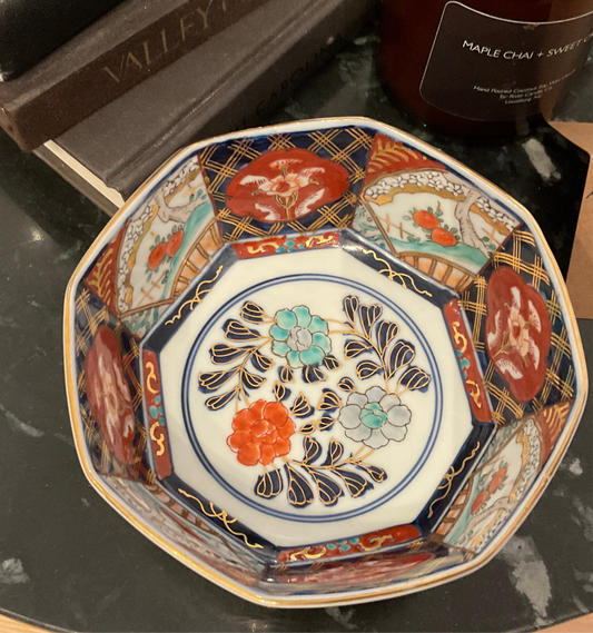 Vintage Octagon Japanese Hand Painted bowl