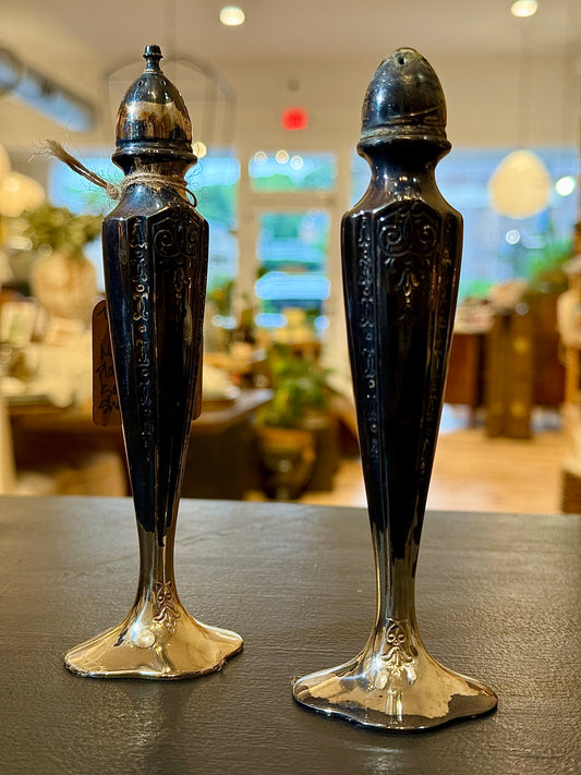 Vintage W.B.Silver Plated Salt + Pepper Shaker Set