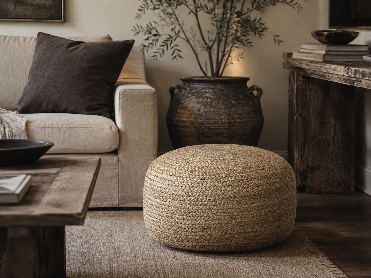 Jute Circular Pouf