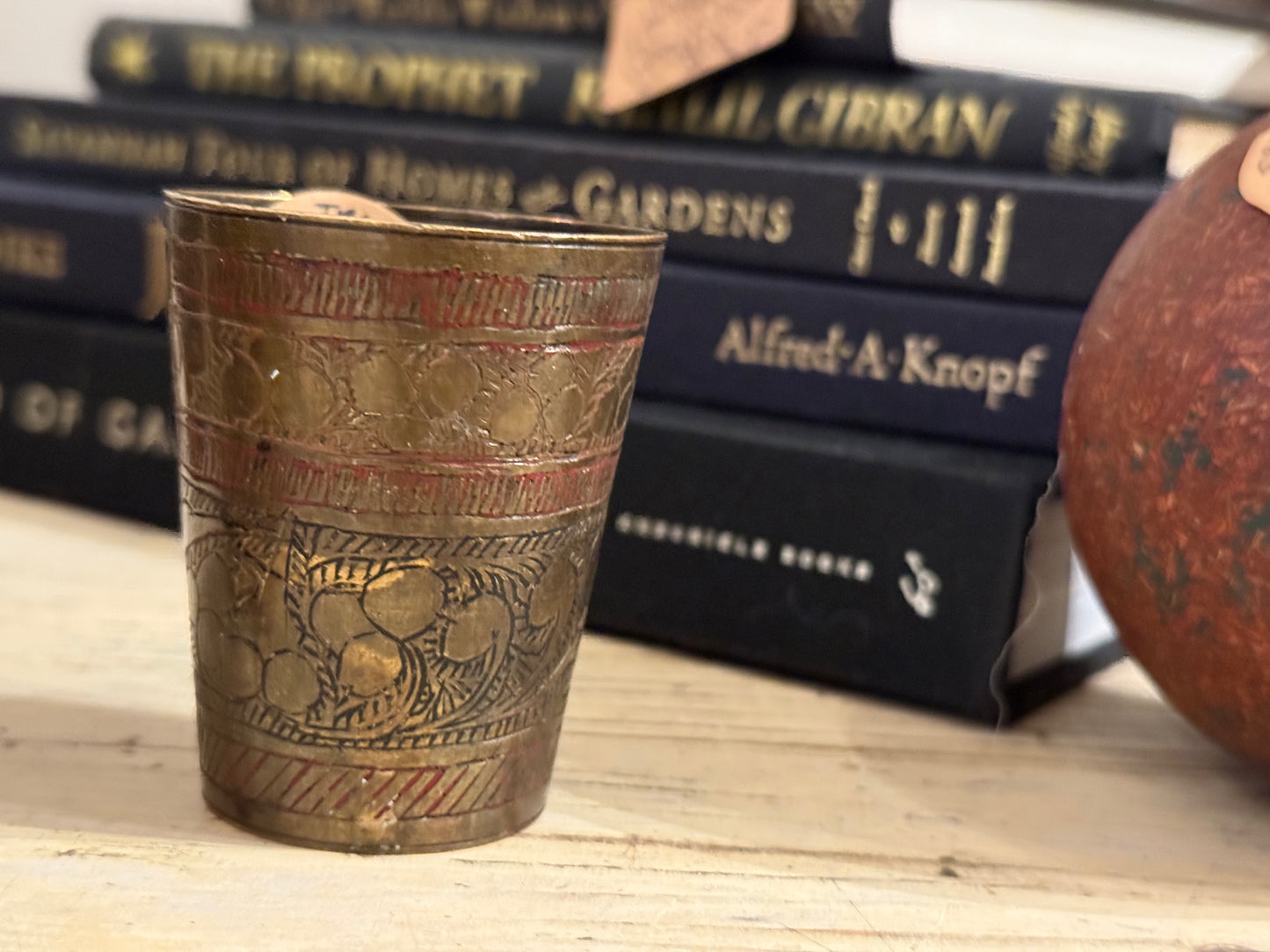Brass Carved Shot Glass