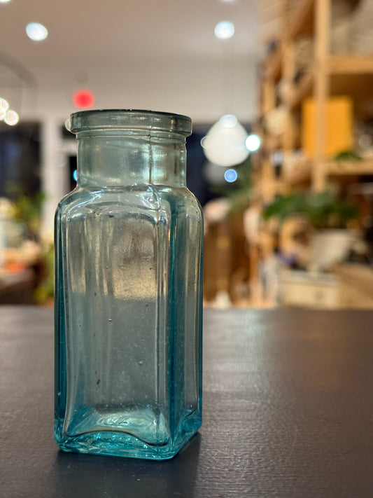 Vintage Blue Glass Medicine Bottle