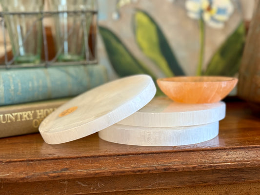 Selenite Round Charging Plate