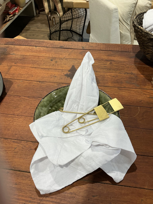 Safety Pin Napkin Ring Set of 4 - Antiqued Gold