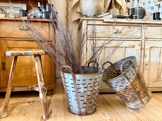 Zinc Olive Gathering Basket