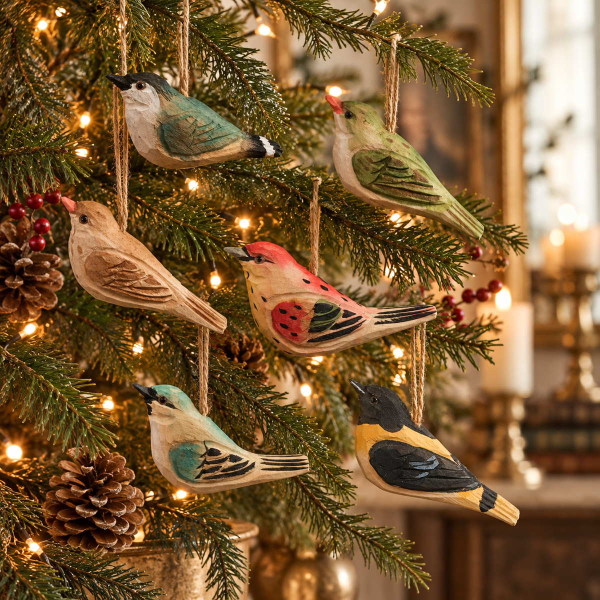 Carved Wood Birds