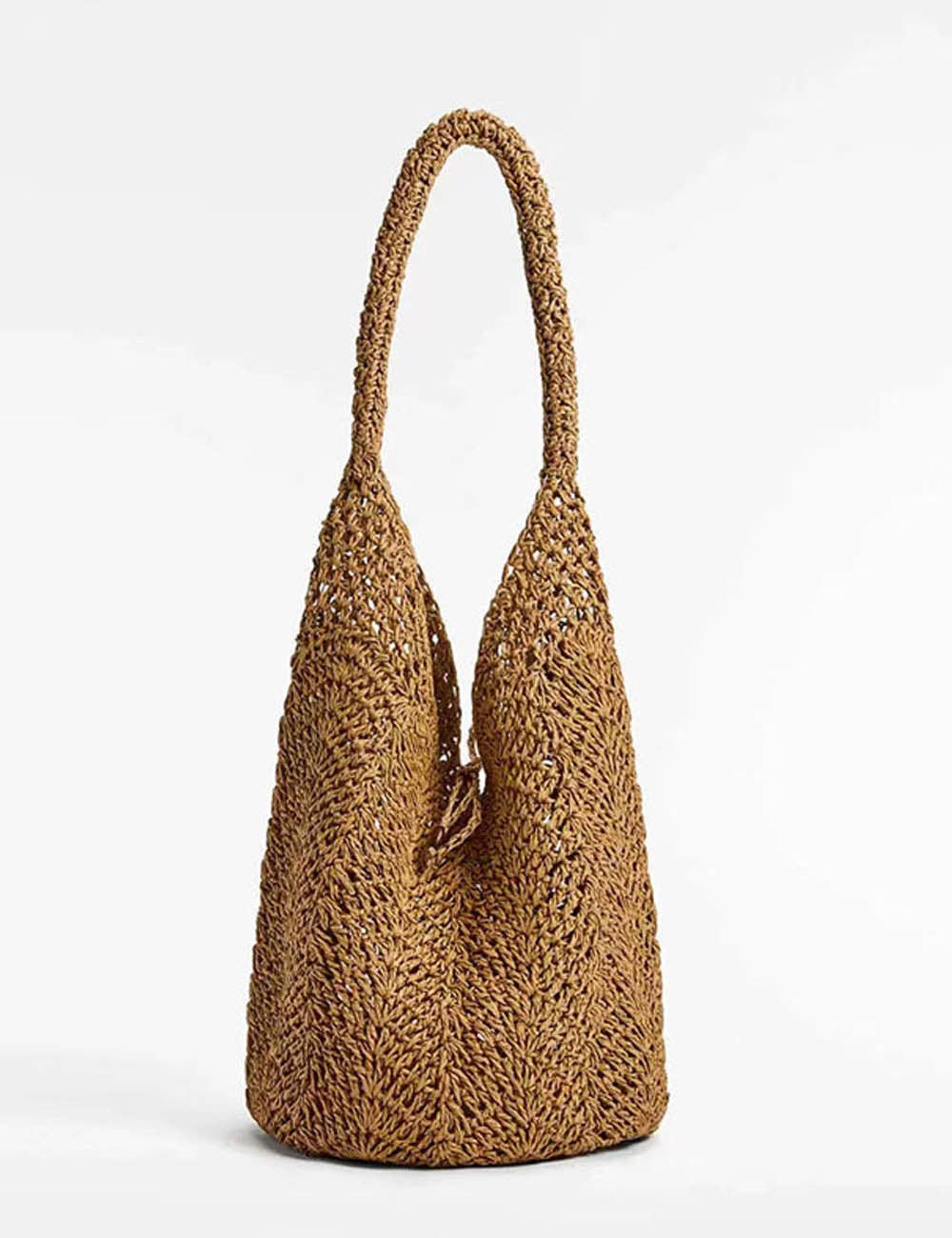 Simple Hollow Handwoven Straw Shoulder Bag DP26H894: Coffee