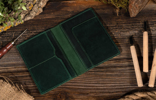 Passport Cover, Genuine Leather Passport Holder Case: Green