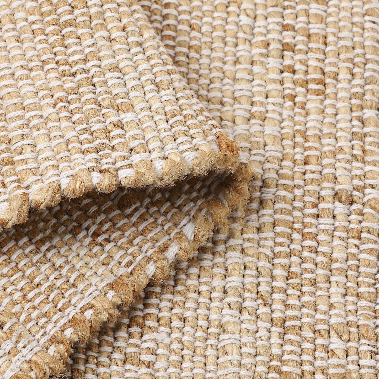 · REDEARTH · Jute Cotton Area Rug - 8'x10' Rectangular Rug, Sustainable Handwoven, Non-Shedding, Soft & Durable – Reversible, Neutral Tones for Home Décor in Living Room, Dining Room, Bedroom