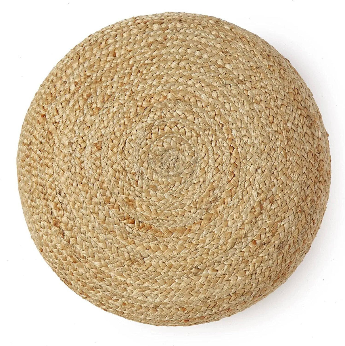 Round 100% Jute Pouf-Natural/Circular 18"x18"x10"