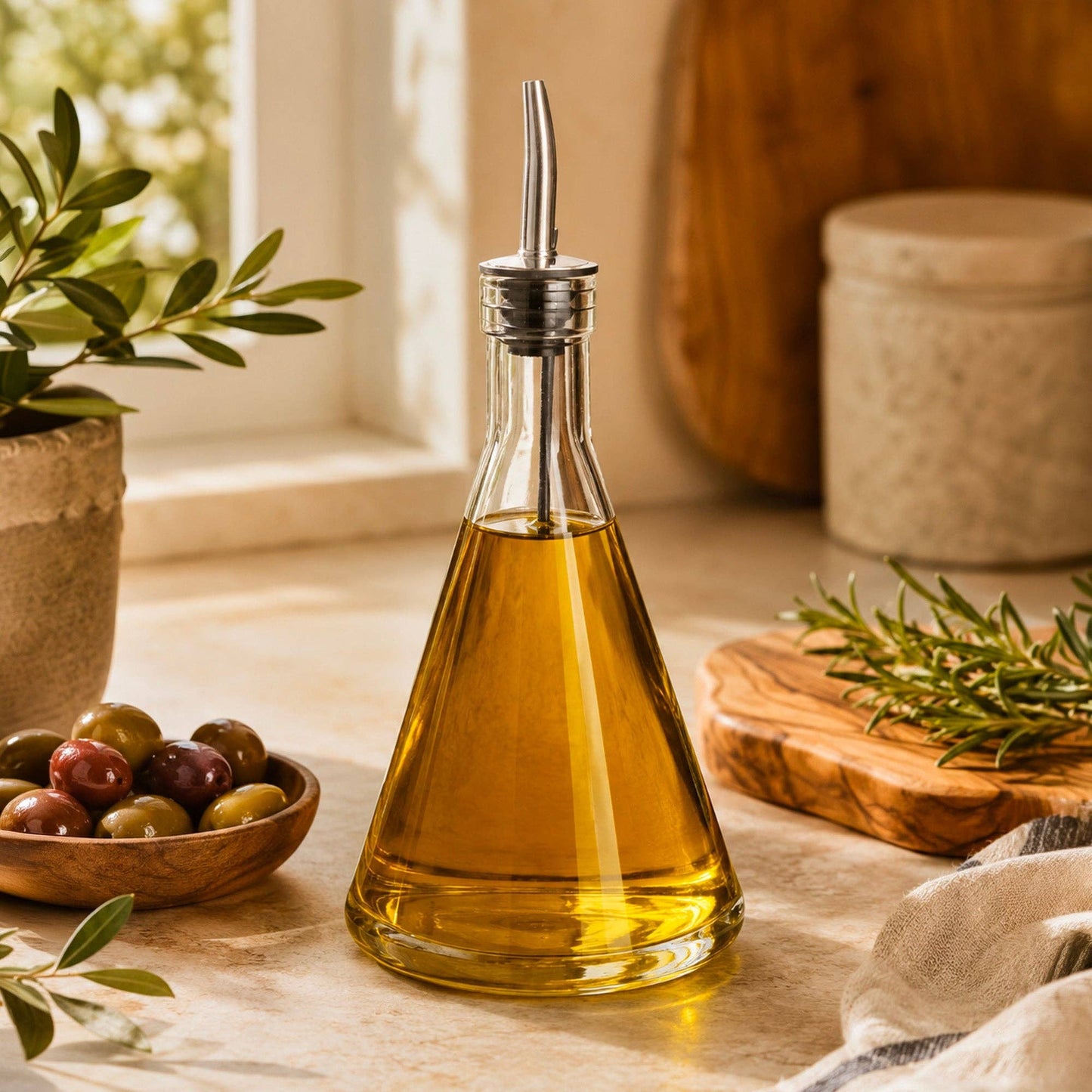 15.7oz Clear Triangle Oil Bottle