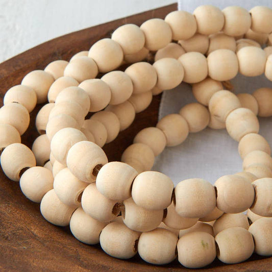 Natural Wood Bead Garland 9 Feet Long