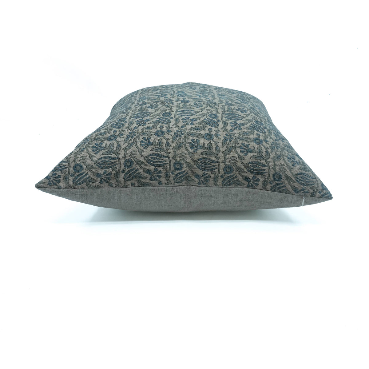 Floral Block Print Thick Linen Home Pillow Cover-Manjusha: Thick Linen / One Side / 20X20