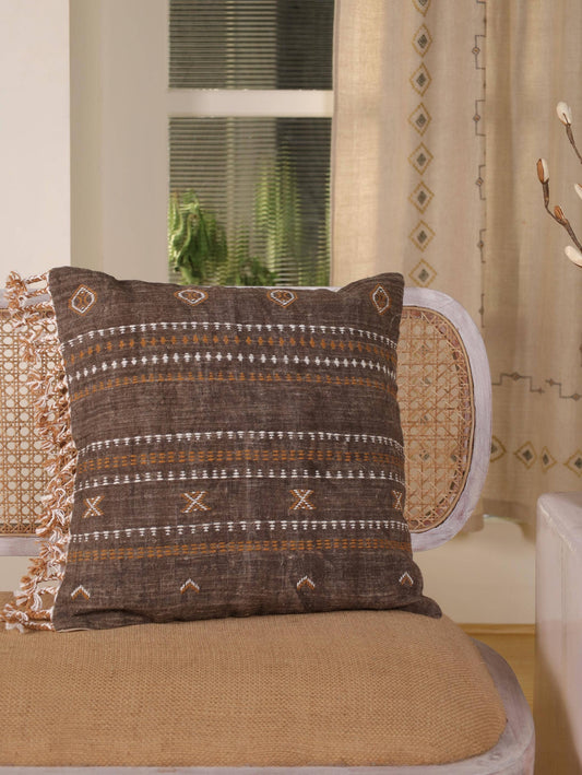 Brown Square Decorative Cactus Silk Pillow Cover for Home: Without Pillow Insert