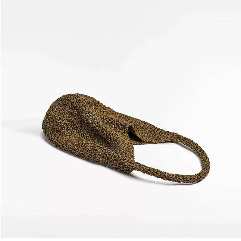 Simple Hollow Handwoven Straw Shoulder Bag DP26H894: Coffee