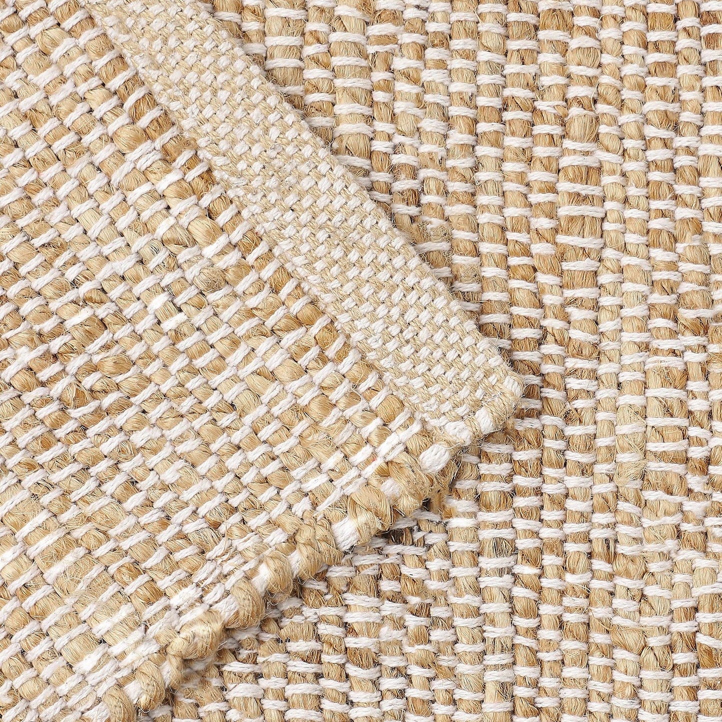 · REDEARTH · Jute Cotton Area Rug - 8'x10' Rectangular Rug, Sustainable Handwoven, Non-Shedding, Soft & Durable – Reversible, Neutral Tones for Home Décor in Living Room, Dining Room, Bedroom