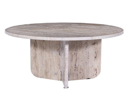 Genoa Low Side Table Gold Brown/Mirror Polish Dia 22": Brown/Gold / MARBLE