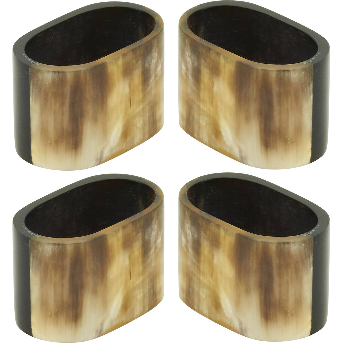 Oval Horn Napkin Ring - Set of 4: Brown