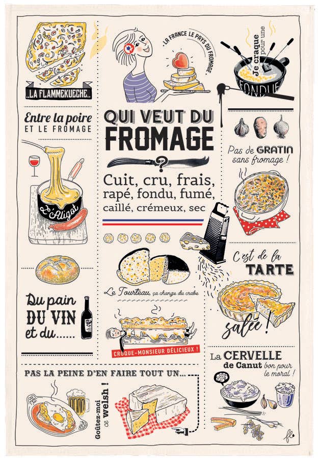 Tea Towel Who Wants Ecru Cheese 48 X 72Cm