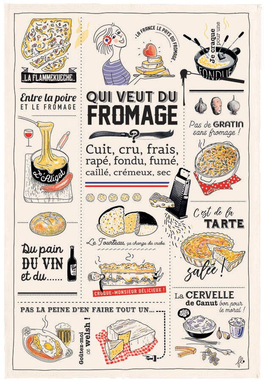 Tea Towel Who Wants Fromage 48 X 72Cm
