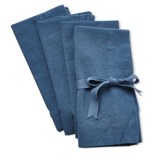 Napkin Set of 4 Blue slub Cotton