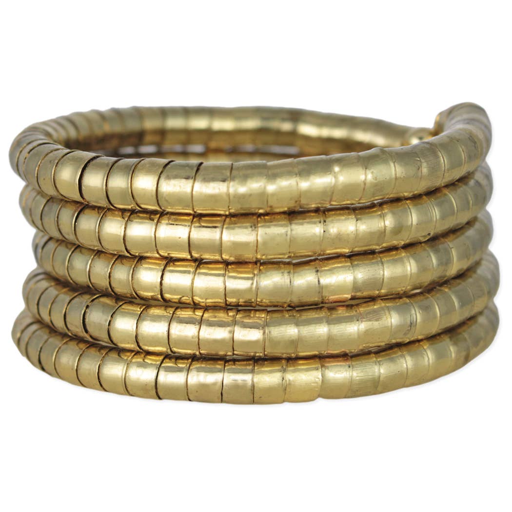 Segment Wrap Gold Bead Coil Wrap Bracelet