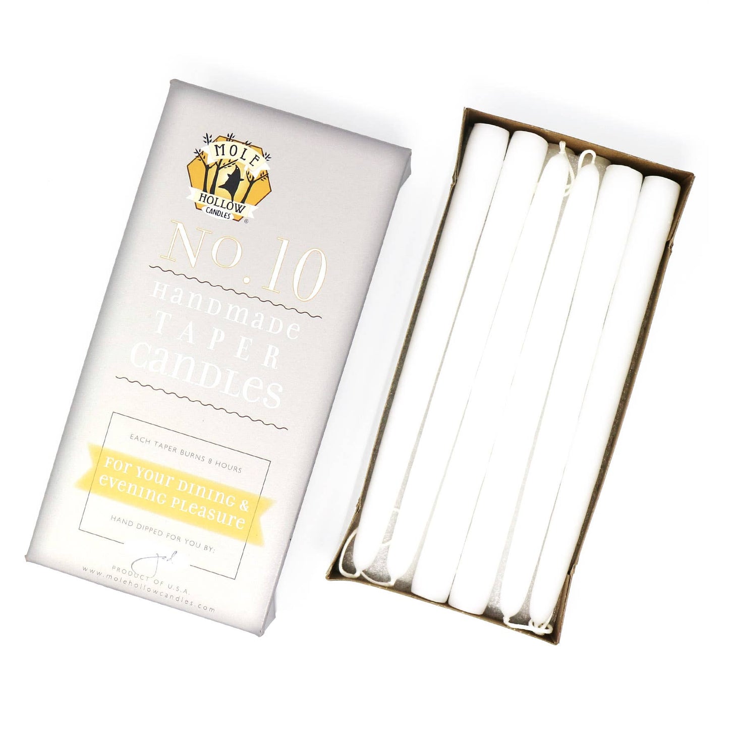 10" Hand Dipped Unscented Taper Candles - 39 Colors USA Made: Harvest Gold