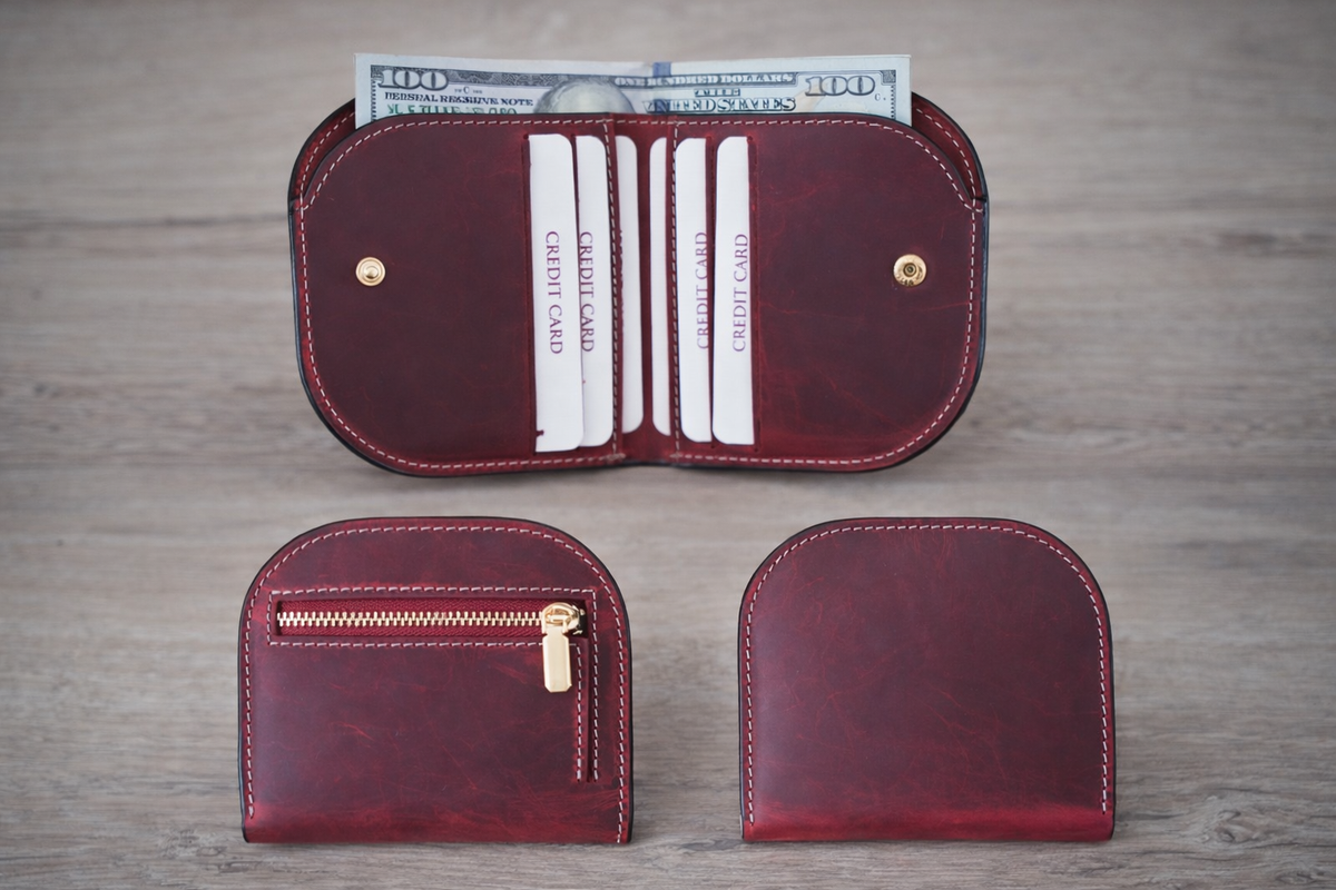Genuine Leather Minimalist Wallet for Women: Green