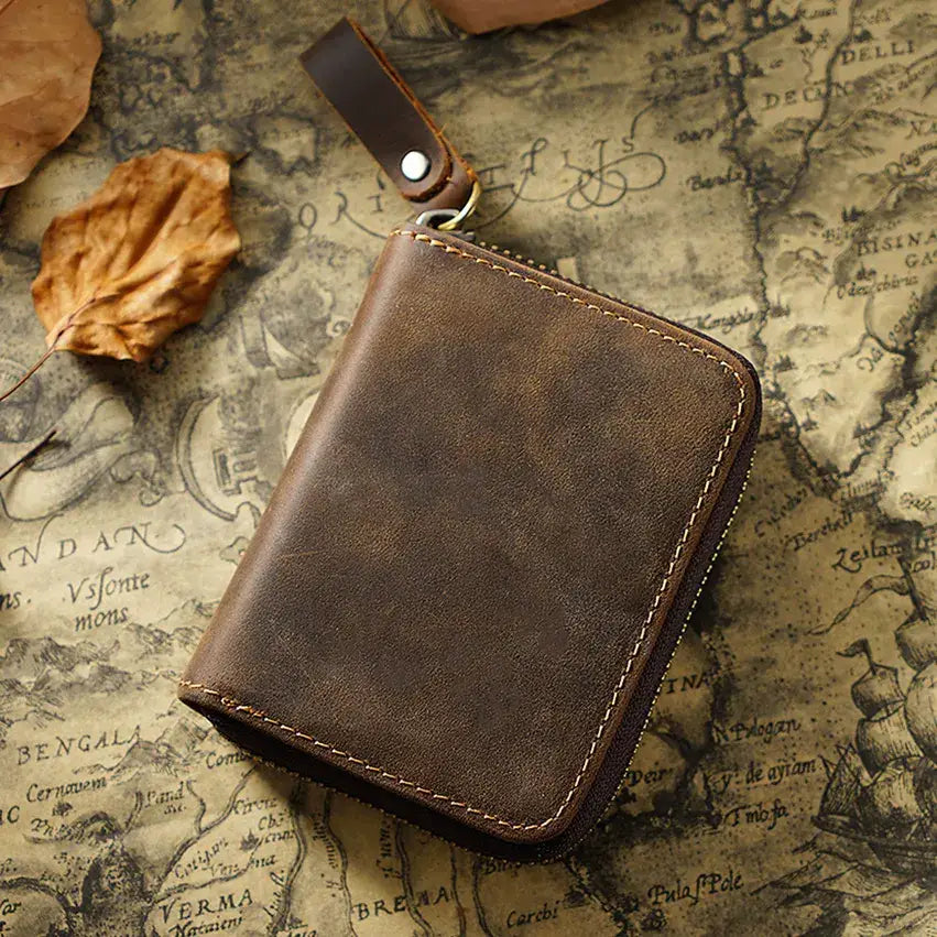 Credit Card Holder for Men Women, Geniune Leather Wallet: Dark Brown
