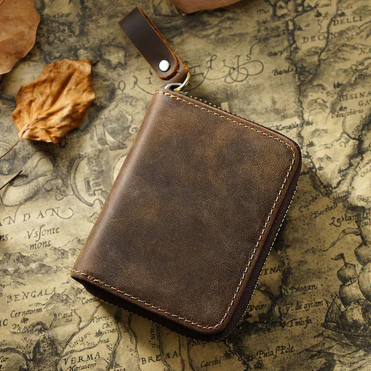 Credit Card Holder for Men Women, Geniune Leather Wallet: Dark Brown