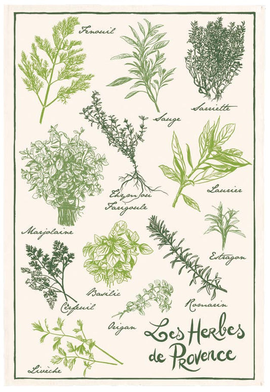 Tea Towel Les Herbes De Provence Ecru 48 X 72Cm